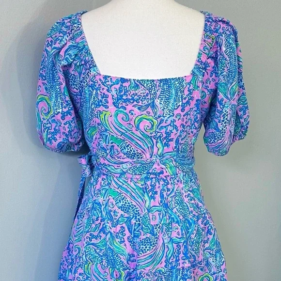 NWT Lilly Pulitzer Iralee Wrap Dress Lilac Rose We Mermaid It, Size 14 - Picture 2 of 6